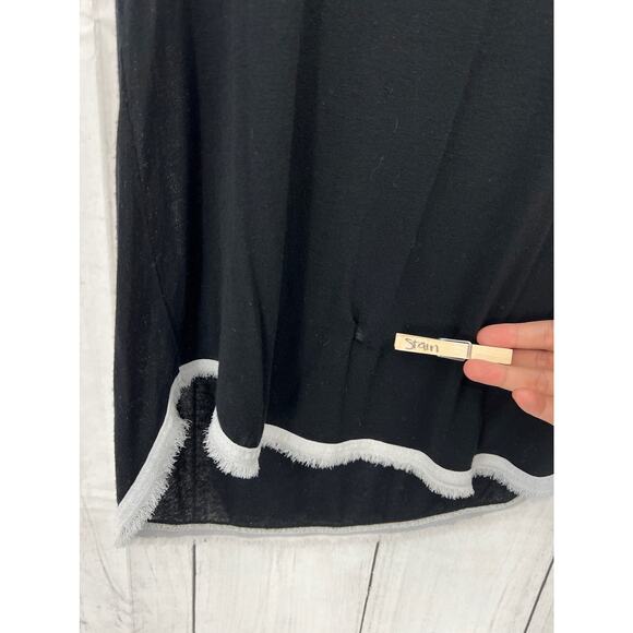 Bobeau XS Black Burnout White Fringe Tee Shirt T-Shirt Short Sleeve - Picture 5 of 9